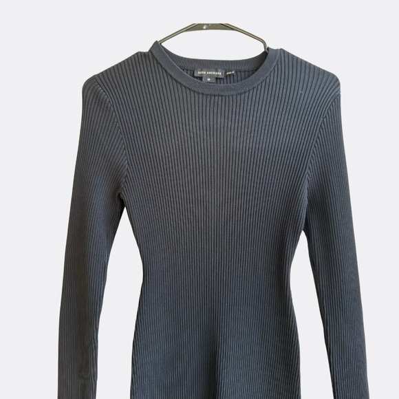 Good American Virgo Ribbed Mini Dress NWT Women's M Black Long Sleeve $169 - Picture 3 of 6